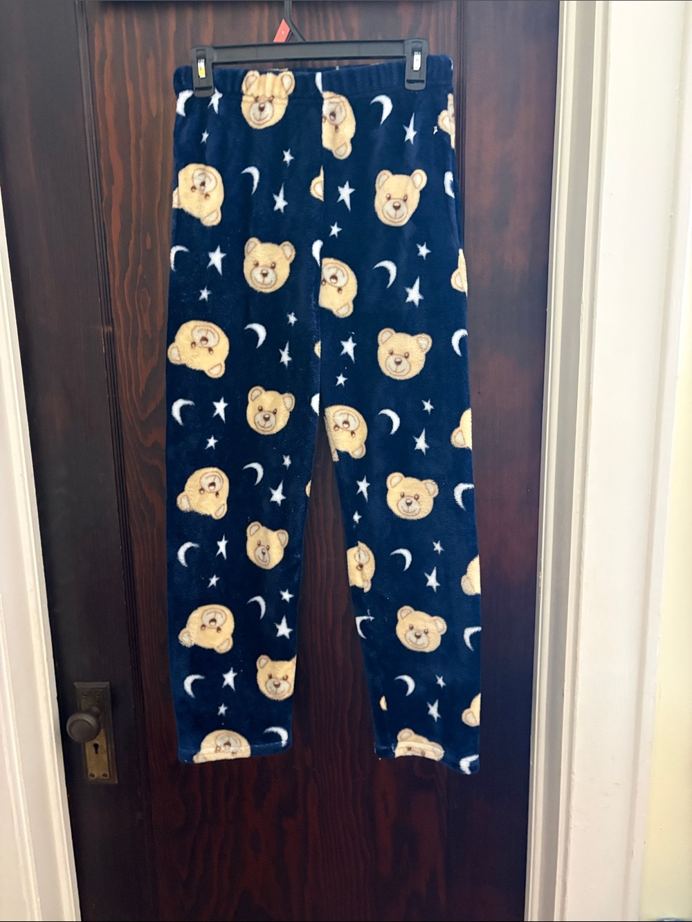 Kids Navy Bear Print Fleece Pajama Pants